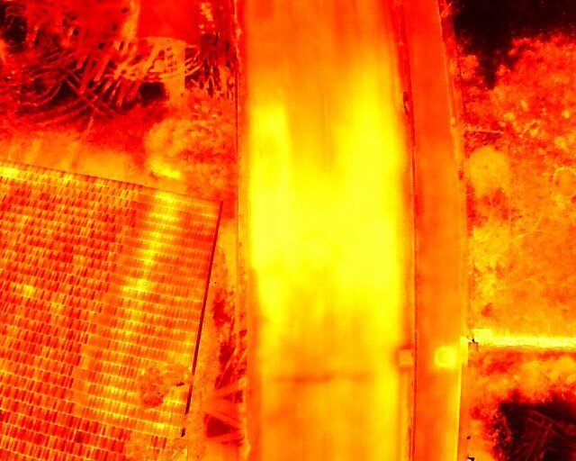 Thermografie einer Fernwärmetrasse aus der Luft